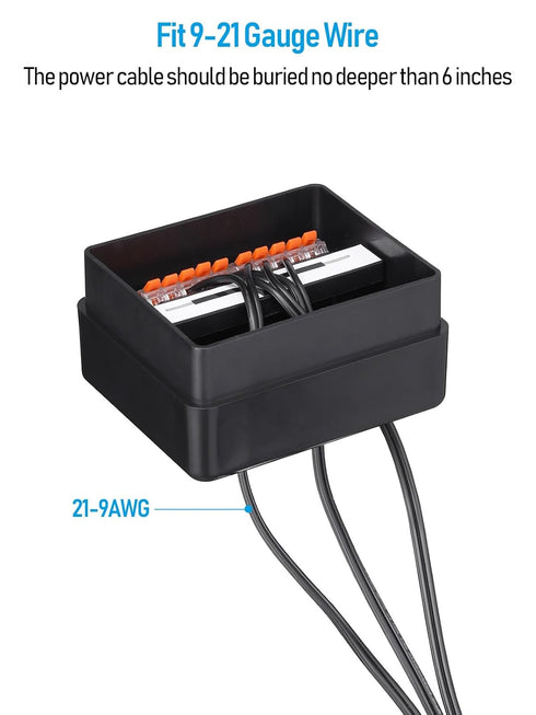 10-Way 12-15V 9-21 IP65, LEONLITE Junction Hub for Low Voltage Landscape Light Outdoor, AC/DC Path Lighting Junction