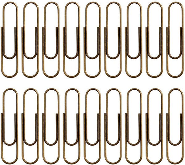 Rurili 50 Pieces Metal Paper Clips, 50 mm, Bronze for Office, School, and Personal Use