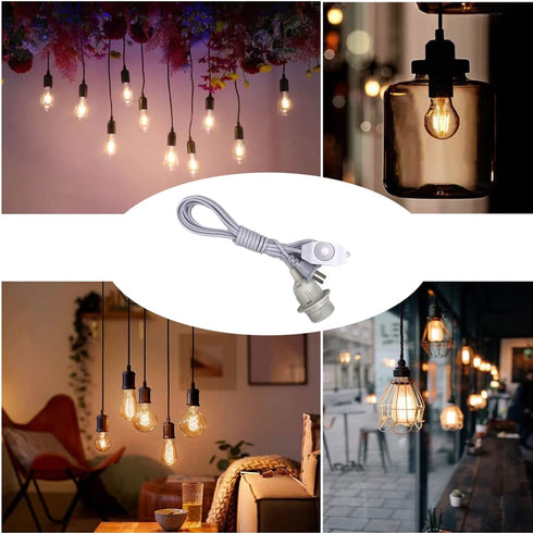 Dimmer 15 Set Bulb E26 E27 (1 Pack, Pendant Light Kit with Switch Feet Hanging Lamp Cord Plug in Edison Light Socket