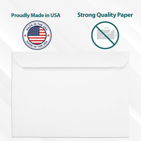 EnDoc 9x12 Full Face Window Envelopes - 28lb Bright White, 50 Pack