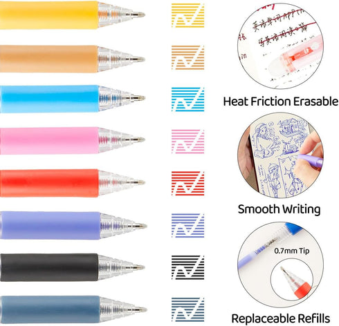 WUXIPREP 0.7mm (36 Retractable Erasable Gel Pens Clicker,Fine Point Smooth Writing Pens,Cute Pens For Writing