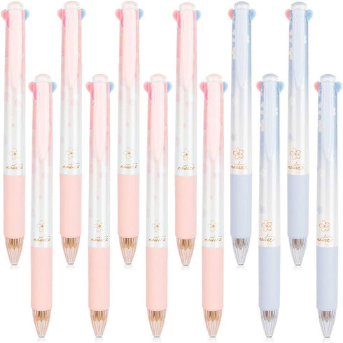 Cherry Multicolor Ballpoint Pens Set, 0.7mm Ball Point Pen with 4 Color Ink (Black, Blue, Red, Green) - 12pcs