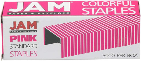 JAM PAPER Standard Size Colorful Staples - Fuchsia Pink - 5000/Box