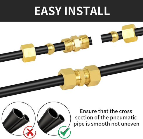 MuHize Brass Compression Tube Fitting, 5/8" OD Compression Union Connector for Industrial Use