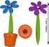 Maydahui 4 PCS Flower Ballpoint Pens with Plant Pot Stand, Cute Creative Design for Student Party Valentine's Day