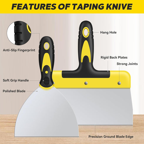 DEKEones 4PCS Putty Knife Set, Stainless Steel Scraper Paint Tool for Drywall Repair and Wallpaper Removal