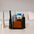 Wooden Desk Organizer, Wood Desktop Storage Organizer for Office Supplies, Remote Control Caddy Holder (Desk