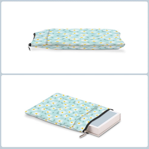 Waterproof Book Sleeve with Zipper and Front Pocket, Daisy Pattern Book Pouch for Women, Girls, Librarians, Book Lovers