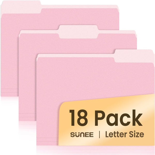 SUNEE 18 Pack Manilla File Folders, 8.5 x 11, Colored Office Organization Folders for Home School Documents