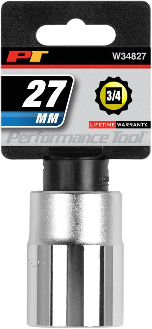 Performance Tool W34827 3/4-Inch Drive 12-Point Standard Socket - 27mm