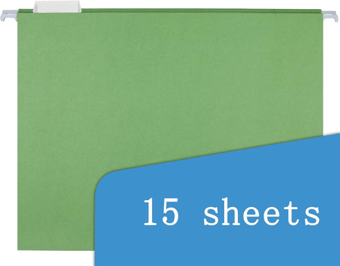 Oterri A4 Size Hanging File Folders, 15pcs with 5 Elegant Colors, 1/5-Cut Adjustable Tab