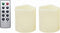 2 Waterproof Outdoor Battery Operated Flameless LED Pillar Candles with Remote Flickering
