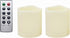 2 Waterproof Outdoor Battery Operated Flameless LED Pillar Candles with Remote Flickering