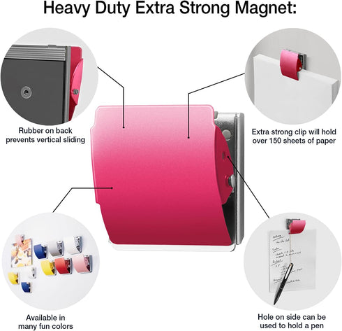 PLUS Extra Strong Large Magnetic Clips, Large 3-Pack, Red