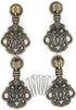 4 PCs Vintage Pendant Pull Handles - Antique Brass Drop Pulls for Cabinet Dresser Wardrobe, 2-13/64" Height