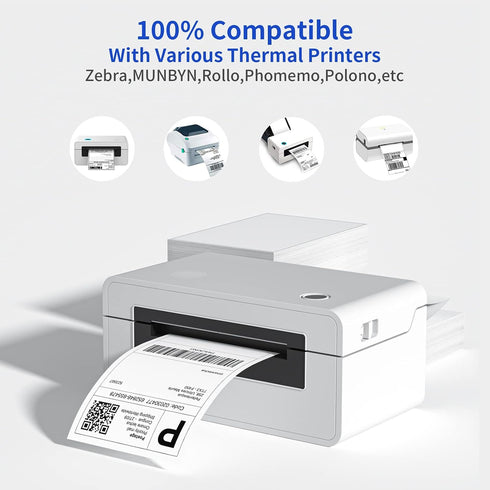 NefLaca 4" 6" 500 Printers(1 x Fanfold Direct Thermal Labels, Per Stack, White Perforated Shipping Labels Compatible