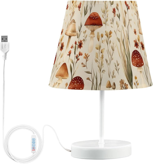 3 ALAZA Bedside Lamp Mushroom Forest Autumn Table Lamp for Bedroom Desk Lamp with USB Port LED Nightstand Color