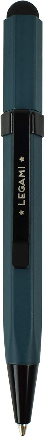 LEGAMI - Mini Touch Pen, 0.8 x 9.7 cm, Ballpoint Pen, Black Ink, Tip Diameter 1 mm, Pen with Eraser for Typing on Every Touch Screen Device, Petrol Blue Variant