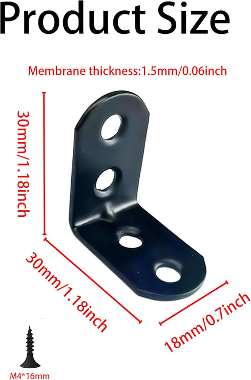 ZCLGOOD 16PCS 1.18x1.18 90 L Bracket Corner Brace Iron Degree Metal Right Angle Bracket Heavy Duty Joint Shelf Support