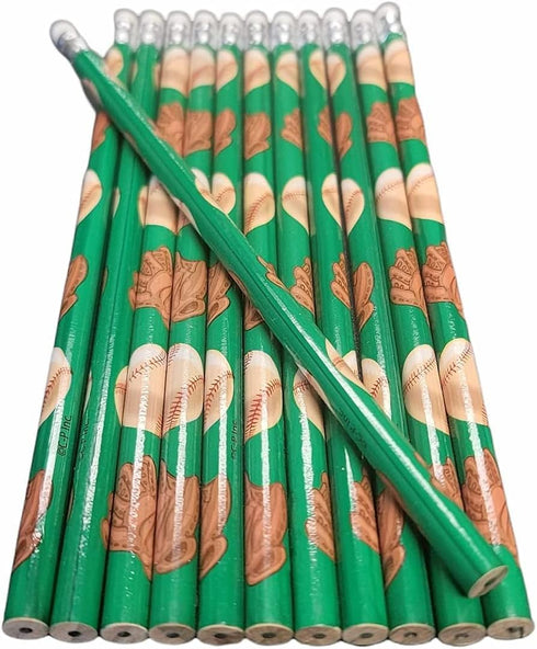 Baseball Sport Theme #2 Lead Wooden Pencils, 7.5 Inches, 24 Pack for Birthday Party Goody Bags