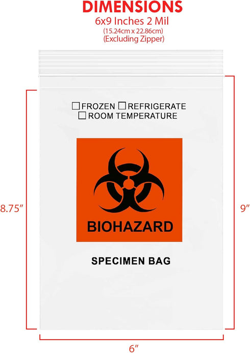 GPI - 6" X 9" 100 Pack, Biohazard Specimen Zip Bags, With Pouch, 2 Mil Thick, For Your Laboratory Or Health Care Facility Samples. by GPI POLY