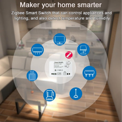Zigbee Temperature & Humidity Controller, Extendable Probe Sensor, Tuya App Remote, 10A Relay Switch (T&H, 12 Volts)