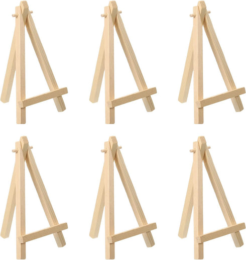 PATIKIL 12 Pack 5.9" Mini Wooden Easel Stand for Displaying Photos, Canvases, Wedding, Wood Color