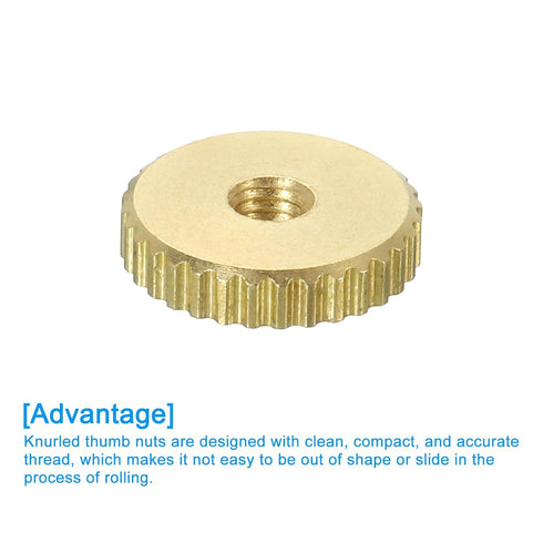 uxcell Knurled Thumb Nuts, 4Pcs M3 x D11mm x H2.5mm Brass Flat Head Fasteners for 3D Printer Parts