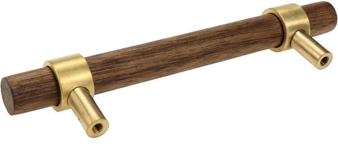 5.51"/140mm 4Pcs Drawer Pulls Brass Walnut Kitchen Wardrobe Cabinet Hardware Pull Handle with Screw