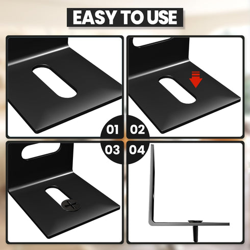 24PCS Table Top Fasteners, SEPTCITY Adjustable Corner Brackets for Wood, Heavy Duty Right Angle L Brackets for Shelves