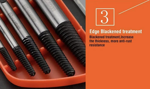 Edward Tools 5 Piece Bolt and Screw Extractor Set, Hardened Cr-Mo Steel for Removing Damaged Screws, Includes 5 Sizes