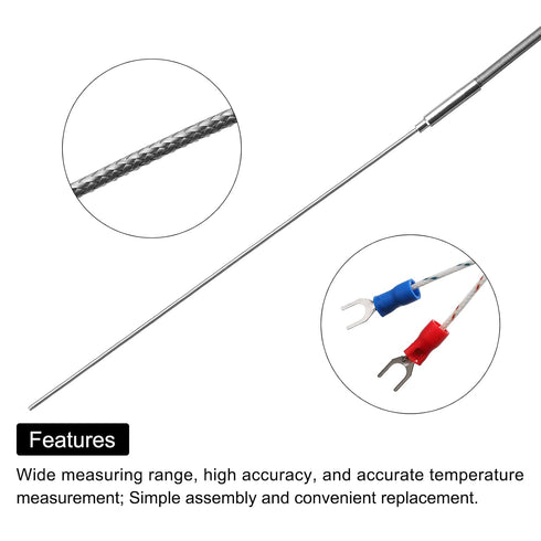 MECCANIXITY K Type Thermocouple Temperature Sensor Probe, 2x200mm, 6.6ft Wire, 0 to 1000°C