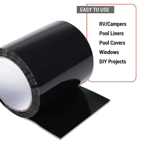 CANOPUS Heavy Duty Patch and Seal Tape, Waterproof for Indoor & Outdoor Use, 4" x 5' Black