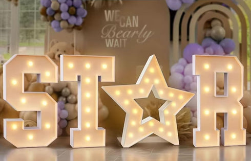 3FT Tall Marquee Light Up Star DIY Pre Cut Frame with Light Foam Marquee Signs Props for Birthday Engagement Baby