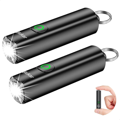 Blukar 2 Pack Rechargeable EDC Flashlight, 360L Mini Keychain Flash Light with
