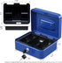 KYODOLED Cash Box with Money Tray, Storage Safe Lock Box with Key, Medium Blue Cash Drawer, 7.87"x6.30"x3.54"