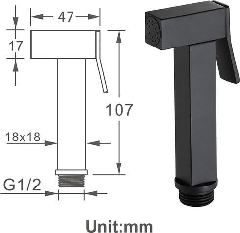 FINLIX Set Handheld Bidet Sprayer for Toilet, Black Portable Cloth Diaper Sprayer Brass Bathroom Bidet Sprayer Kit