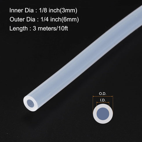 10ft 1/8" ID x 1/4" OD Silicone Tubing Clear 3mm x 6mm Industrial Plastic Tubing Pure Silicone Hoses for Pump Siphoning Draining Irrigation Brewing