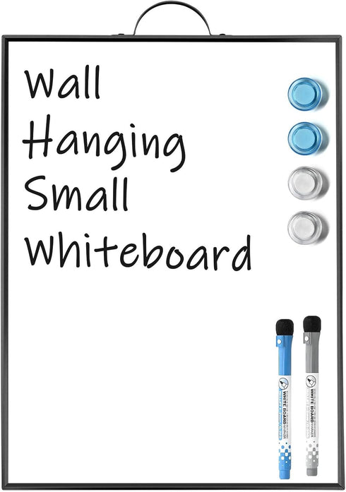 Small Dry Erase Whiteboard for Wall, 16" x 12" Portable Aluminum Frame Magnetic Surface with Handle, 2 Markers for Home