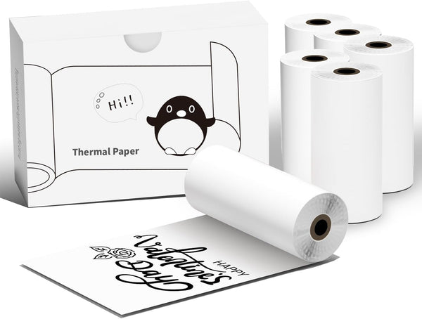 6 Rolls Mini Thermal Printer Sticker Paper,Thermal Sticker Paper 57 X 30mm,Compatible