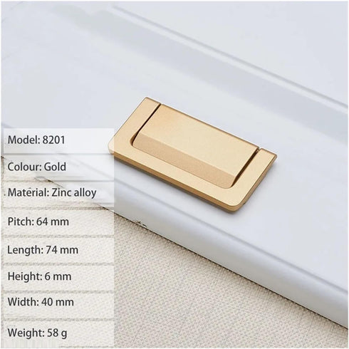 FASMM 2Pcs/Lot Natural(8201-64mm YEJIANGHUA Zinc Alloy Black Silver Gold No-Punch Hidden Handle Tatami Open-Mounted