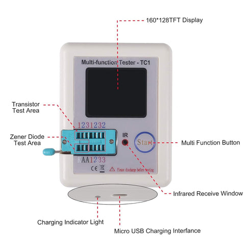 AITRIP LCR-TC1 Colorful Display Pocketable Multifunctional Transistor Tester for Diode Triode Capacitor