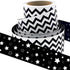 Black and White Chevron Bulletin Board Borders, Double-Sided Star Straight Border Trim for Classroom Decoration (36ft)