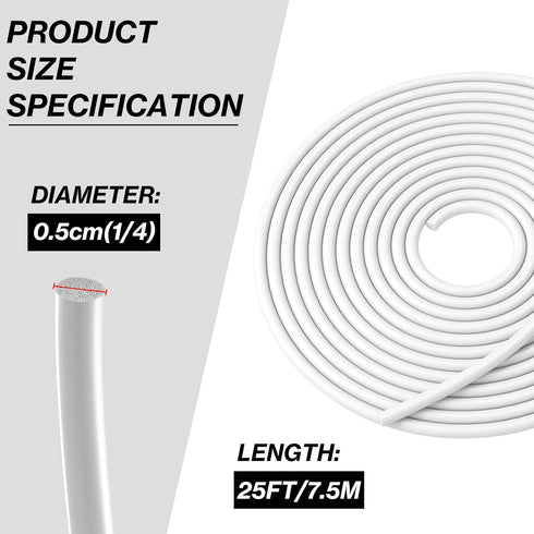 25FT Backer Rod 1/4 Inch Diameter Foam Caulk Concrete Expansion Joint Filler White Saver Weather Strip Seal for Gaps and Joints Concrete Filling (1/4 Inch x 25FT)