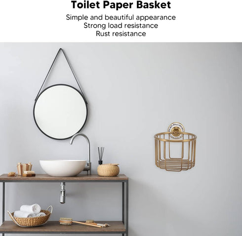 Toilet Paper Holder, Antique Hollow Out Brass Wall Mount Paper Towel Holder, High Load Capacity Toilet Wipes Holder |