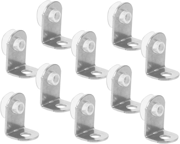 POPETPOP 10-Pack Stainless Steel Corner Bracket Set for Secure Glass Shelf Support