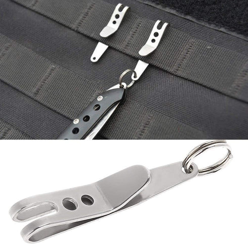 Multi-Purpose Pocket Clip Nano Knife, 2 Pack, Stainless Steel Suspension Clips for Keys, Flashlights, Knives