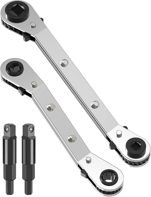 HVAC Service Wrench Set, Refrigeration Wrench Tool with 2 Hex Bit Adapter Kit UIInosoo for Air Conditioner