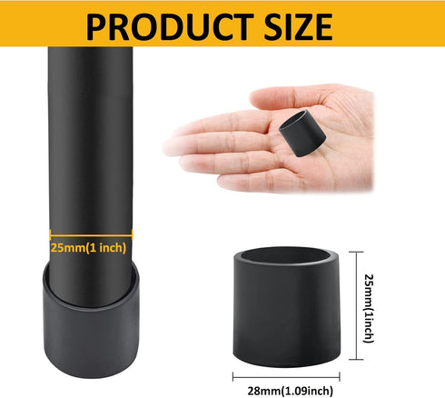 Auvotuis 32Pcs 1 Inch (25mm) Chair Leg Tips Caps, Round PVC Non-Slip Folding Chair Leg End Caps Black Small Furniture