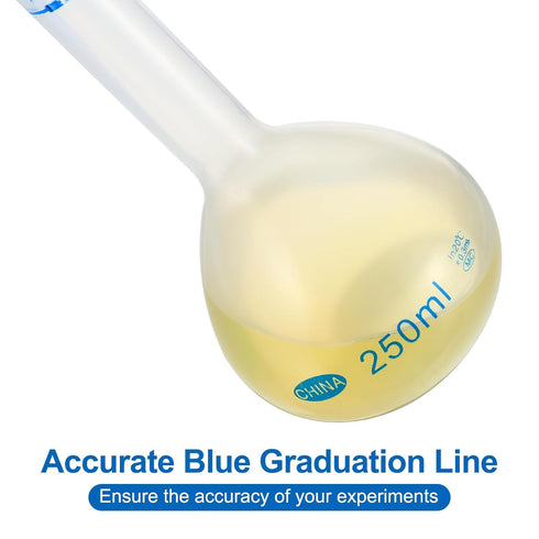 PATIKIL 250ml Volumetric Flask, Polypropylene Graduated Measuring Flask with Plug Cap for Laboratory